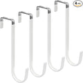 FYY Over the Door Hooks, 4 Pack Upgraded Long Door Hangers Hooks with Rubber Prevent Scratches Heavy Duty Organizer Hooks for Hanging Clothes, Towels, Hats, Coats, Bags White