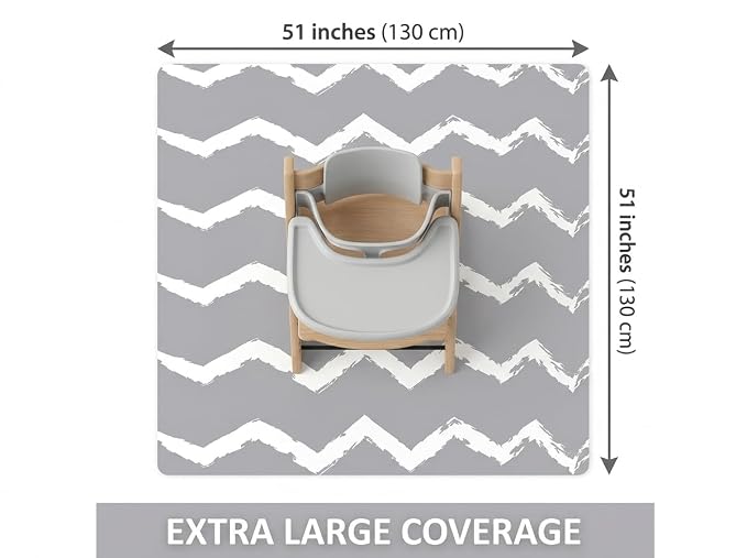 Large Splat Mat for Under High Chair/Arts/Crafts, WOMUMON Washable, Waterproof, Non Slip, Portable Floor Protector for Baby, Kids, Durable Spill, Splash Mat for Pet