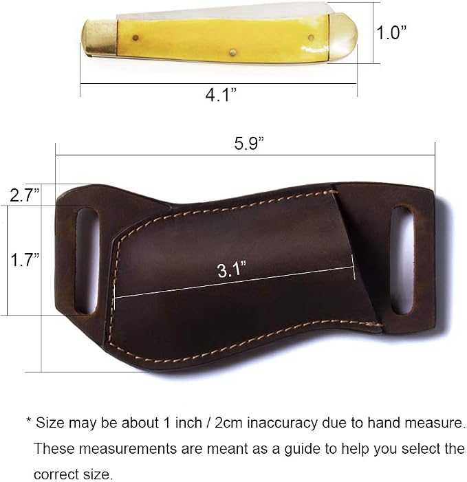 Gentlestache Leather Pocket Knife Sheaths for Belt, Folding Knife Sheath, EDC Belt Knife Sheath for Folding Knife, Compact Draw Knife Holster Darkbrown