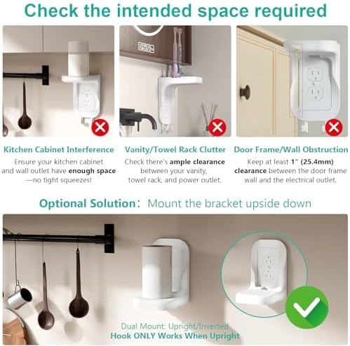 WALI Outlet Shelf Wall Holder, Fit for Duplex GFCI Decorative Outlet Shell A Space Saving for Smart Home, Speaker Mounts up to 10lbs with Cable Management (OSH001-W), White