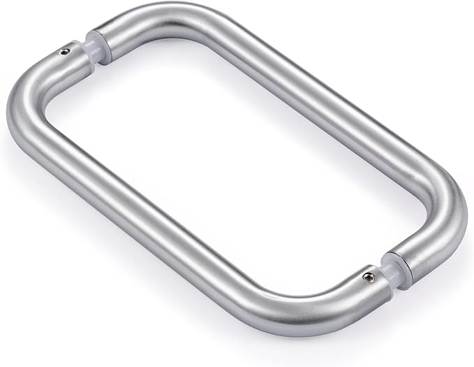 Ranbo Brushed Nickel 8" （CTC） Tubular Back-to-Back Shower Door Handle，3/4" Diameter Pull Handles with Metal Washers, for 1/4"- 1/2" Thick Glass and 1-3/8" - 2-1/6" Thick Wooden or Metal Doors