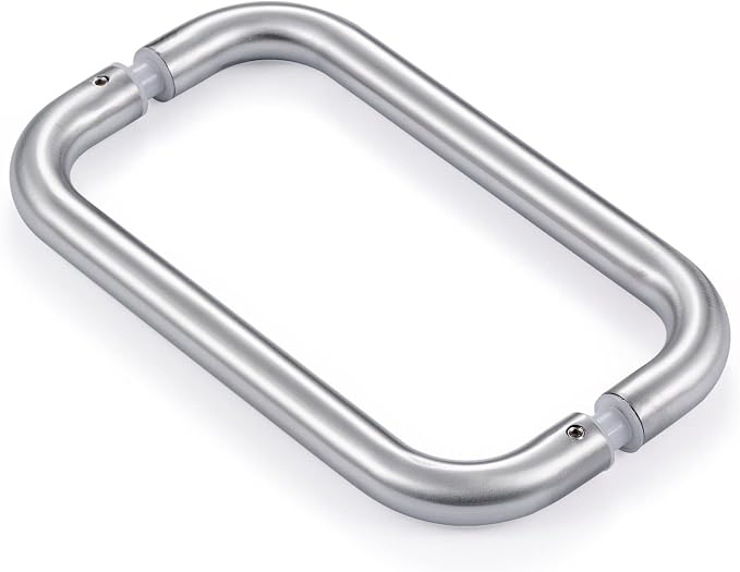 Ranbo Brushed Nickel 6" （CTC） Tubular Back-to-Back Shower Door Handle，3/4" Diameter Pull Handles with Metal Washers, for 1/4"- 1/2" Thick Glass and 1-3/8" - 2-1/6" Thick Wooden or Metal Doors