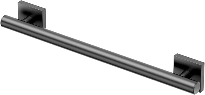 Gatco 942MX Elevate 18" L Grab Bar, Matte Black/ADA Compliant Stainless Steel Safety Grab Bar for Bathroom