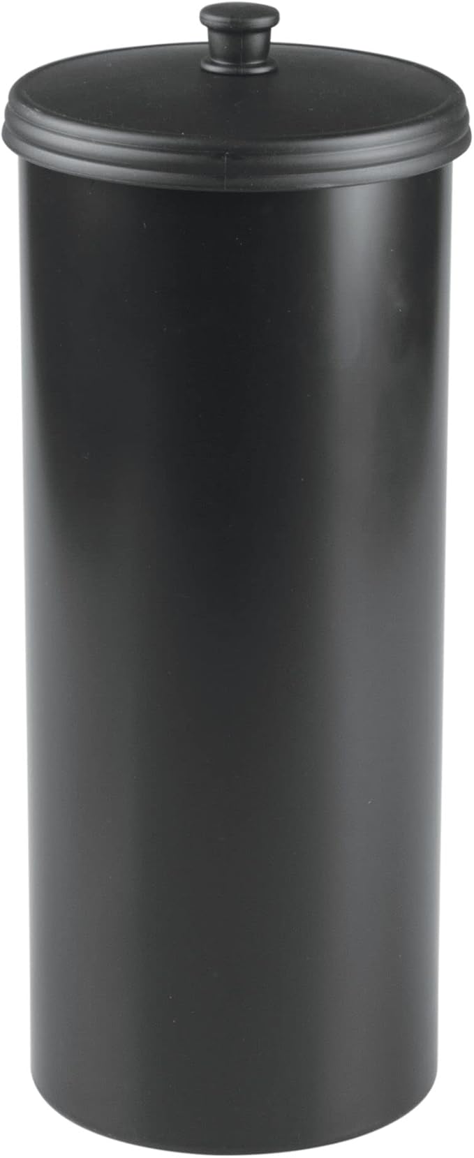 iDesign Freestanding Bathroom Toilet Paper Storage Holder with Lid for 3 Extra Rolls, Matte Black