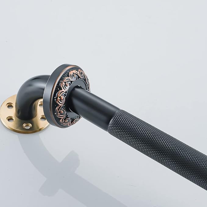 18-Inch Grab Bar Featuring Anti-Slip Handrail, Solid Brass, Oil Rubbed Bronze, Heavy-Duty Construction Armrest, Bathroom Bathtube Shower Safety Rail