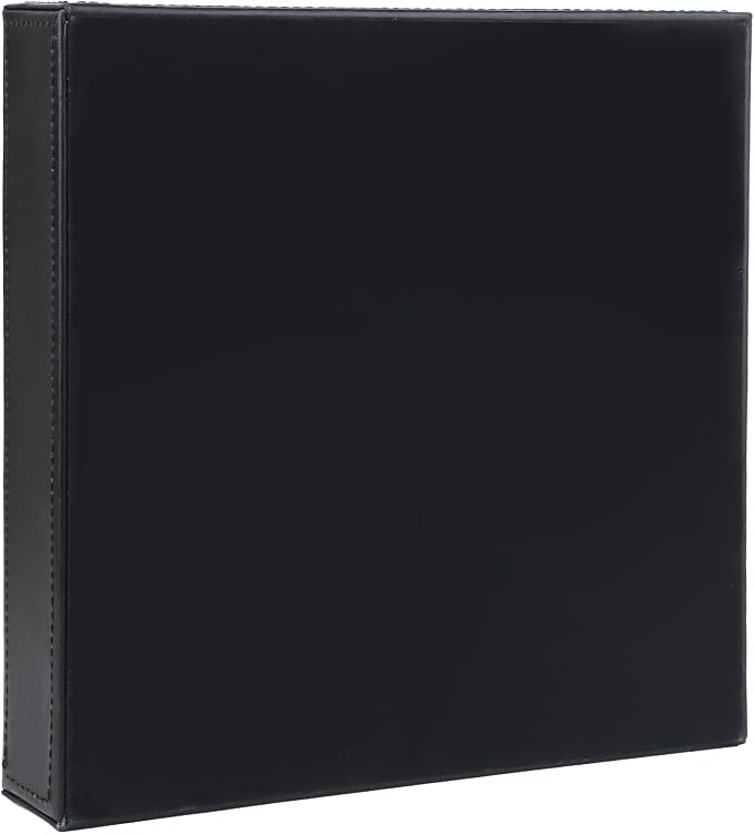 HofferRuffer Faux Leather Vanity Tray, Elegant Desktop Storage Organizer, Decorative Catchall for Perfume, Bathroom Valet, Nightstand or Dresser, 10" x 10" x 1.8" (Black)