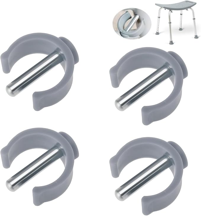 4 Pack Folding Walker C Type Clips Replacement for Toilet Safety Rails - Tube Pin Lock Brackets Parts for Rolling Walker, Adjustable Toilet Frame, Raised Toilet Seat with Handles (Fits 1'' OD Pipe)