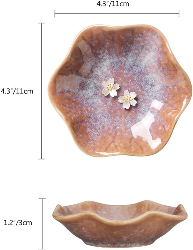 2PCS Lotus Leaf Shape Ring Holder Dish, Small Key Bowl, Ceramic Trinket Tray Jewelry Dish Organizing Necklace Earrings for Mom Friend Sister, All Jewelries Are NOT Included. White+Purple.