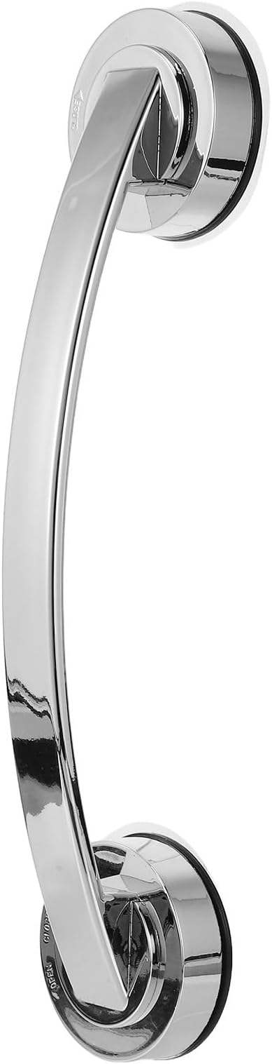 Zerodeko Suction Grab Bars for Shower 12 Inch Chrome Suction Shower Handles for Elderly Bathroom Safety Handrail Wall-Mounted Silver Grab Bar for Glass Doors