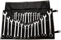 BULL TOOLS 28 Pockets Hand Crafted Heavy Weight Water Proof 18 Oz. Ballistic Polyester Oxford Canvas Metric & SAE Wrenches and Tools Bag Organizer Roll Up Pouch - Black - (Tools are not Included)