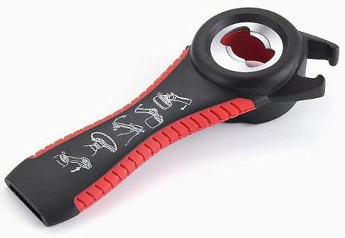 2 pcs 5 in 1 Multi-function Bottle Opener for Easily Opens Bottle Caps,Canning Lids,Can Tabs and Twist Caps (Black & Red)