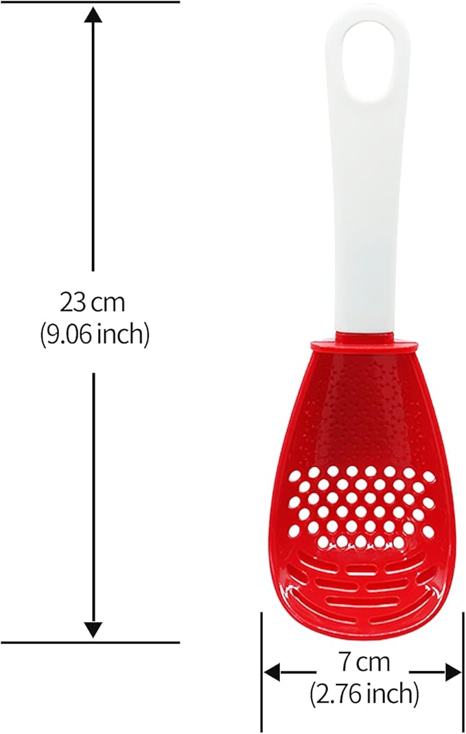 pack of 2, Red, Multifunctional cooking gadgets, 6 in 1 cooking utensils Slotted Spoon, 356°F Heat Resistant kitchen gadgets, Egg Separator, Cooking, Draining, Mashing, Grating, Cooking spoon
