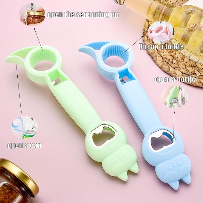 4-in-1 Multi Function Can Opener and Bottle Opener Set, Kitchen Tool for Jars and Bottles, Arthritis Friendly, 2 Pack (2)