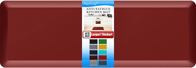 4/5 Inch Thick Kitchen Mat - Cushioned Anti Fatigue Mats for Kitchen Floor - Easy to Clean, Waterproof, Non-Slip Kitchen Rug for Sink, Office, Kitchen (24''x70'' Red)