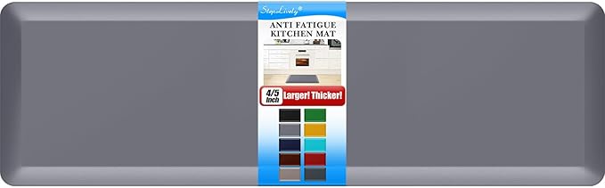 4/5 Inch Thick Kitchen Mat - Cushioned Anti Fatigue Mats for Kitchen Floor - Easy to Clean, Waterproof, Non-Slip Kitchen Rug for Sink, Office, Kitchen (22''x72'' Grey)