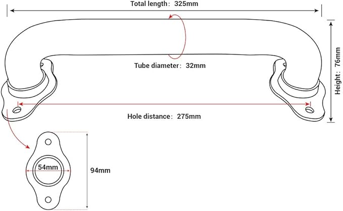 12 Inch Wall Mount Stairs Hand Rails Indoor - 1FT Metal Pipe Handrail, Outdoor Stairway Steps Safety Railing, Deck Porch Rail, Safety Grab Bar for Stairs (Matte Black)