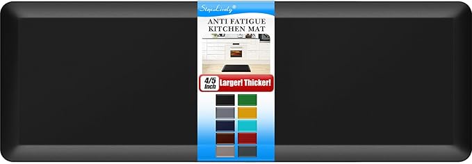 4/5 Inch Thick Kitchen Mat - Cushioned Anti Fatigue Mats for Kitchen Floor - Easy to Clean, Waterproof, Non-Slip Kitchen Rug for Sink, Office, Kitchen (24''x70'' Black)