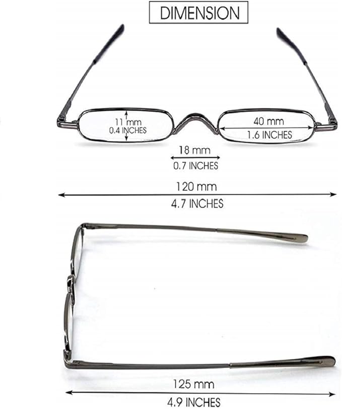 Viseng Slim Mini Metal Reading Glasses Compact Lightweight Portable Readers with Glasses Case for Reading Case,Gold+Purple+Red+3.5