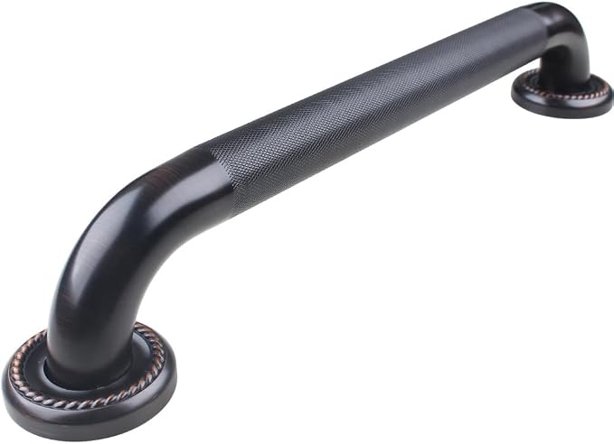 24-inch Textured Grab Bar for Bathtub and Shower, Oil Rubbed Bronze Finish, 1.5-Inch Diameter, Bathroom Toilet Saftey Hand Rail, Wall-Mounted, Great for Towel Holder/Stair Handrail