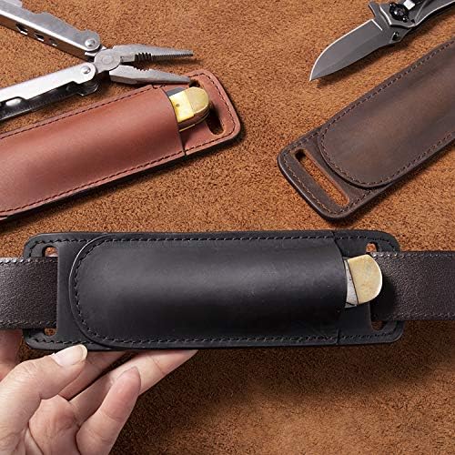 Gentlestache Leather Knife Sheaths for Belt, Knife Holster, Pocket Knife Sheath, EDC Leather Sheath for Folding Knife Carrier