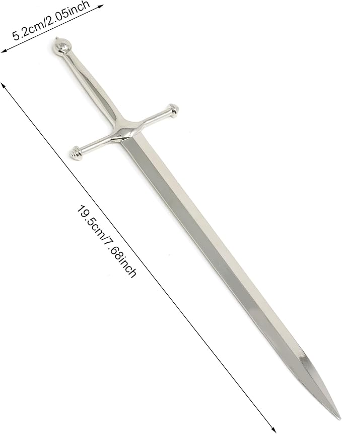 Honbay 1PCS Sword-Shaped Letter Opener Knife Letter Opening Tool Zinc Alloy Envelope Slitter Metal Envelope Opener Sword Envelope Open Tool Mail Opener for School Home Office Mail Supplies (Silver)