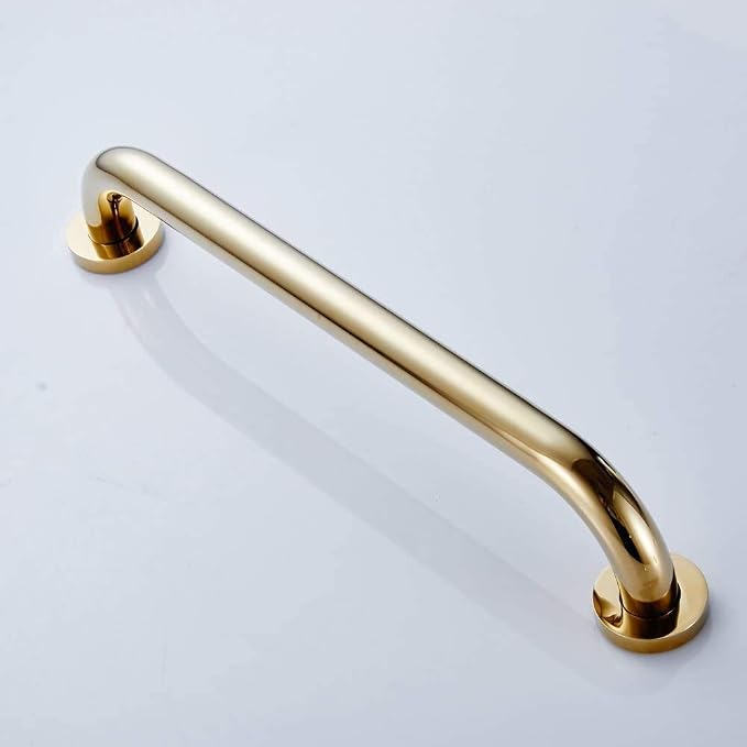 24-Inch Grab Bar Safety Handrail, Polished Gold, Heavy-Duty Construction Armrest, Bathroom Shower Bathtub Support for Hotel/Motel/Home