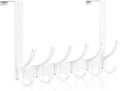 Optish Over The Door Hooks, Door Hanger Hooks for Hanging, Over The Doors Towel Racks for Bathroom, Coat Rack Dorm Essentials (1Pack, White, Fit 1-3/4" Doors)