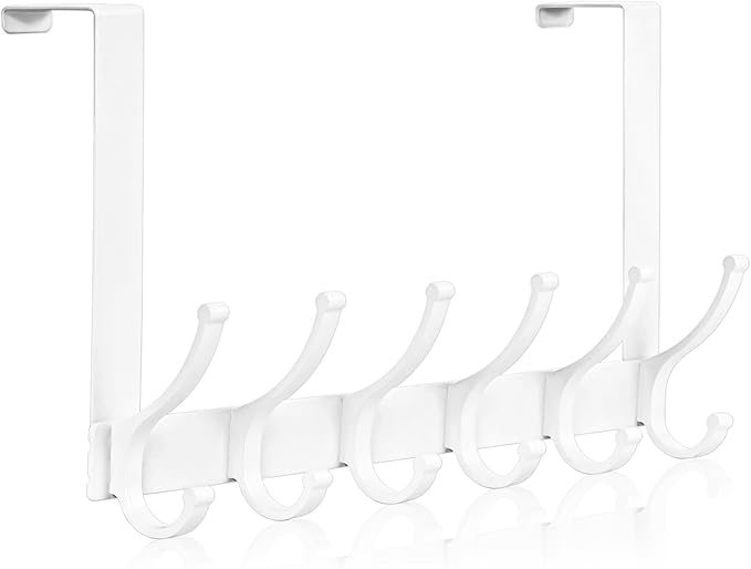 Optish Over The Door Hooks, Door Hanger Hooks for Hanging, Over The Doors Towel Racks for Bathroom, Coat Rack Dorm Essentials (1Pack, White, Fit 1-3/4" Doors)