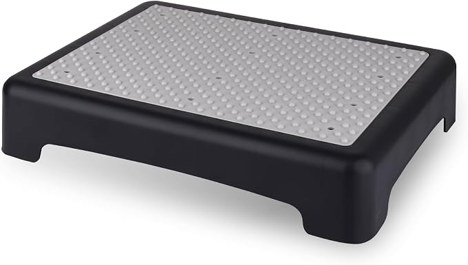 One Step Stool for Adults & Seniors, Indoor/Outdoor Portable Stair Assist, Platform Step, Non-Slip Bathroom, Step Stool for Car, Bedside, Office, Shower, Stairs, Bed, 450lbs Capacity (Grey)