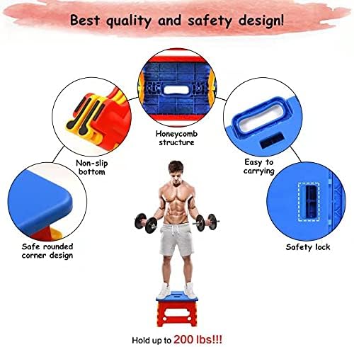 Kids Folding Step Stool for Toddlers Bathroom Sink – Safety Lock to Stable（1 Pack = Red+Blue）