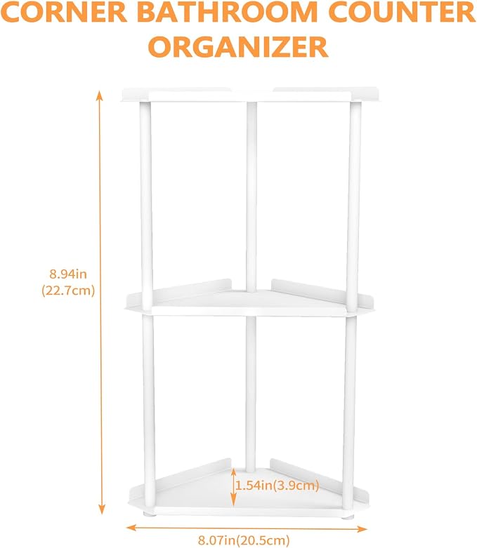FLE 3 Tier Corner Bathroom Counter Organizer, Countertop Corner Shelf,Makeup Organizer and Storage for Bathroom