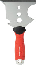 POWERTEC 9-in-1 Painter's Tool w/ 4 Inch Stainless Steel Putty Knife | Straight Scraper, Grout Remover, Roller Cleaning, Can Opener, Bottle Opener, Nail Puller, Screwdriver, 3/8" & 1/4" Wrench (72068)