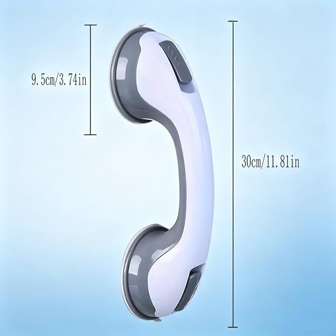 Suction Grab Bars for Shower, Safety Handle Support for Bathroom (1, Gray, 12in)