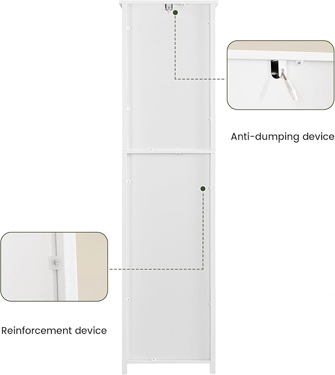 Iwell Tall Bathroom Cabinet, Slim Narrow Bathroom Storage Cabinet with Adjustable Shelves, Storage Cabinets with 1 Drawer, for Bathroom, Living Room, Entryway, Kitchen, White