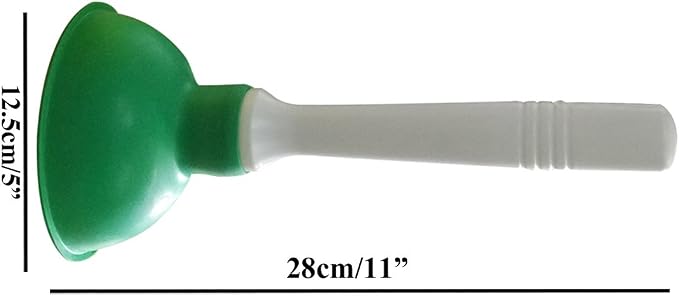 NewFerU Drain Plunger, Small Hand Force Plumber Helper, Little 4 inch Cup Clog Remover, Tiny Rubber Unclogger in 9" Short Handle for Kitchen Sink, Bathroom Toilet, Shower Bath Tub (Green)