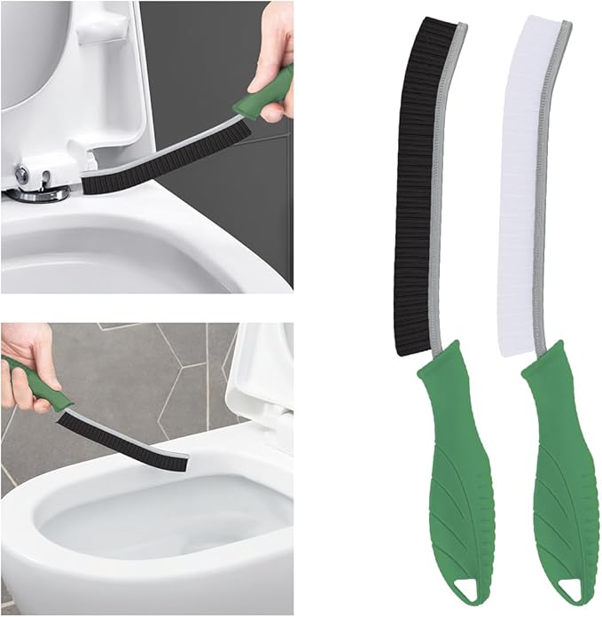 TQRR Toilet Brush, 2 Pcs Bathroom Cleaning Brush, Toilet Scrubber, Deep Toilet Bowl Brush with Hanging Hole, Multifunctional Gap Cleaning Brush, Bristles for Kitchen Sinks, Tub,Shower (2, Green)