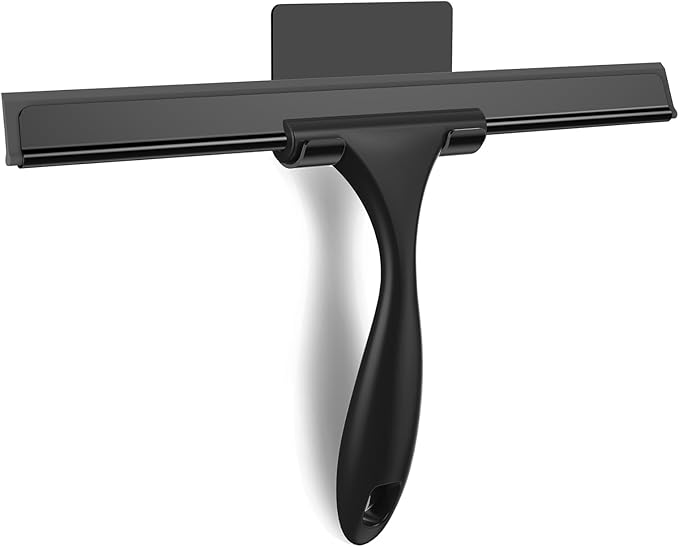 SetSail Squeegee for Shower Glass Door All-Purpose Shower Squeegee for Glass Doors Black Window Squeegee with Hook for Car Window Cleaning 12 Inch, Black