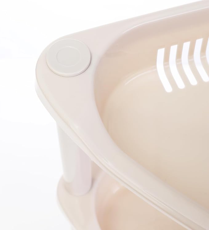 3 Tier Beige Corner Shower Caddy, 14.5 x 10 x 22.5 Inches, Plastic Shower Stands for Inside Bathroom, Bathtub, Shower Table (Beige 3 Tier)