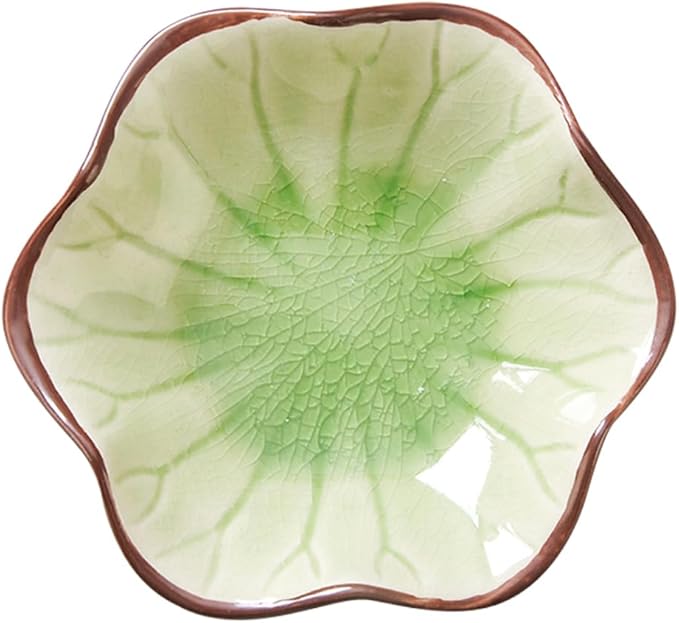 JAMEND CLXP Ice Cracking Leaf Jewelry Dish, Decorative Ring Holder Small Trinket Tray Bowl, Gifts for Daughter Mom Friends, Grass Green.