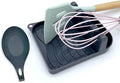 2 Pack Multiple Utensil Spoon Rest with Drip Pad Non-Slip Heat Resistant Kitchen and Grill Spoon Holder for Spatula, Ladle, Tongs, Kitchen Gadgets, and Cooking Accessories (Silver Gray)