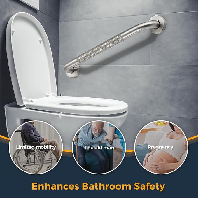 Grab Bars for Shower, 2 Pack 12-Inch Anti Slip Shower Handles for Elderly, Safety Shower Grab Bar, Stainless Steel Handicap Grab Bars for Bathroom,Toilet (Brushed Nickel, 1" Diameter)