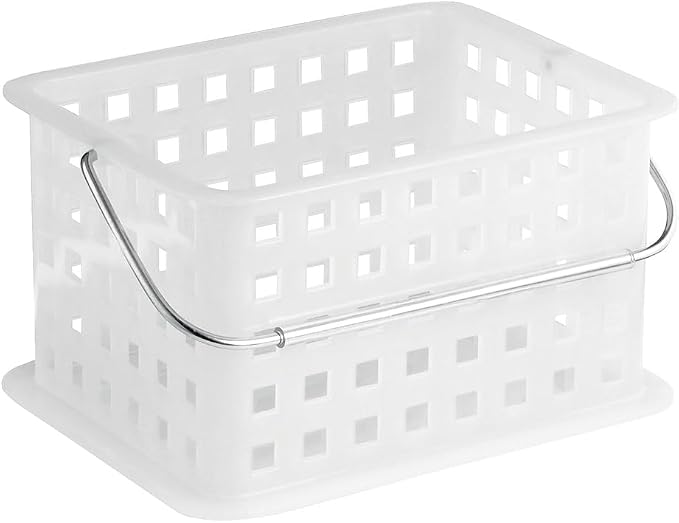 iDesign Small Shower Caddy with Handle, Portable Shower Organizer for Dorm or Bathroom, Clear Frost