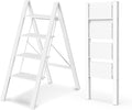 WOA WOA 4 Step Ladder, Foldable Step Stool, Aluminum Lightweight Ladder for Home Kitchen Closet, Anti-Slip Pedals, Ease of Folding, Portable, 300lbs Capacity - White