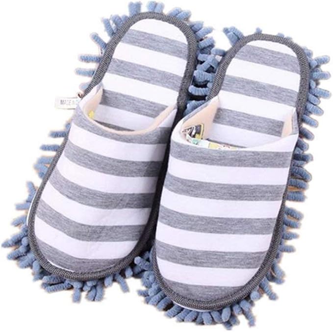 Cleaning Slippers Microfiber Slipper Detachable Mopping Shoes House Floor Cleaning Mop Chenille Sole, One Size (Grey)