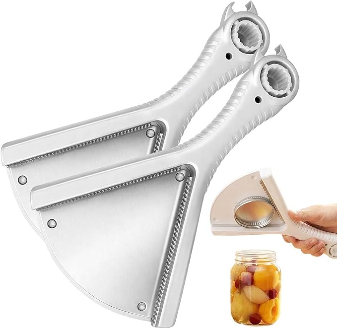 Adjustable Jar Opener Bottle Opener, 2026 Multifunctional Can Opener, Jar Opener for Weak Hand & Seniors with Arthritis, Manual Jar Lid Gripper Opener, Easy Twist Off (white,2pcs)