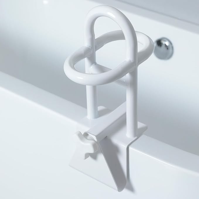 Triple Grip Adjustable Bathtub Handles for Seniors, Fits 3-Inch+ Thick Walls. Please Measure Before Purchasing Tub Grab Bars for Side of Tub, Handicap Grab Bars, Tub Handles for Elderly Balance