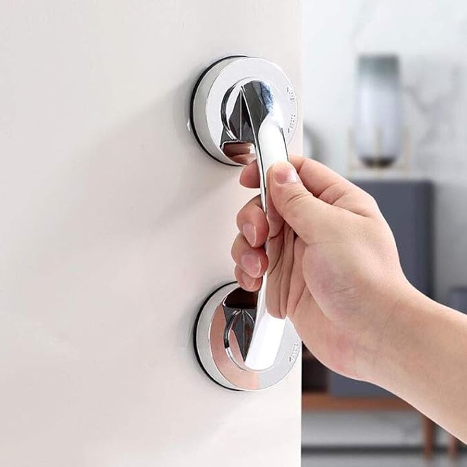 Suction Cup Door Handle, Glass Door Handle, Refrigerator, Drawer, Bathroom, Suction Cup armrest, Bathtub Shower Handle, Kitchen Drawer Cabinet Handle (Big Silver)