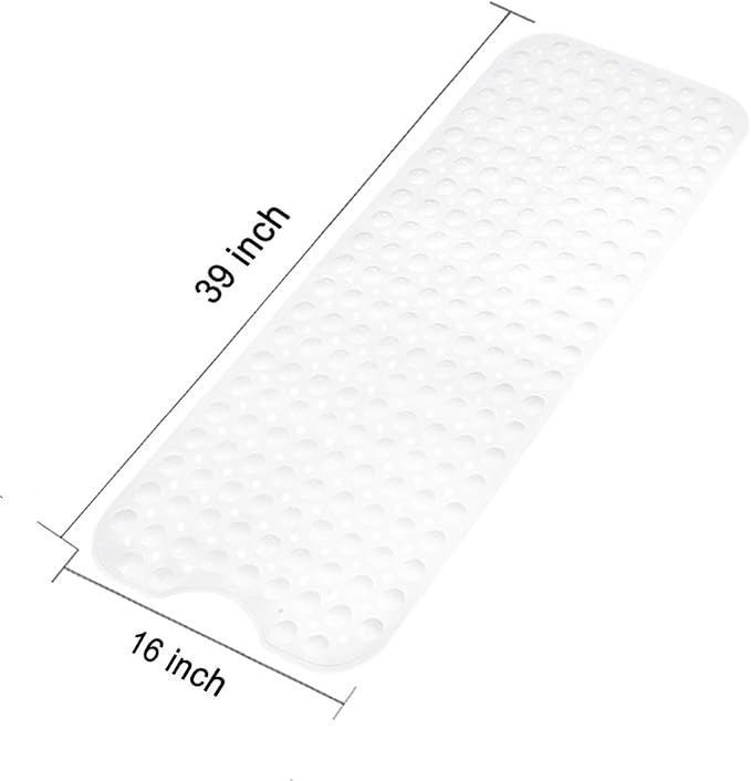 Tree Bud Bathtub Mats for Shower Tub Non-Slip Bath Mat 39 x 16 Inch Extra Long Shower Mat, Bath Tub Mat for Bathroom with Machine Washable, BPA Free for Kids (White)
