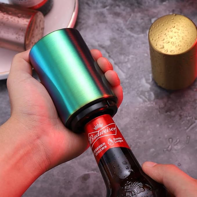 Stainless Steel Beer Bottle Opener, Press-Style Beverage Can Opener