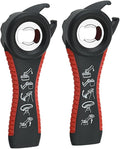 2 pcs 5 in 1 Multi-function Bottle Opener for Easily Opens Bottle Caps,Canning Lids,Can Tabs and Twist Caps (Black & Red)